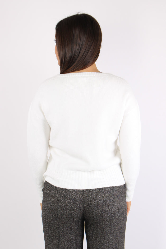 Maglia Viscosa Treccia Panna-5