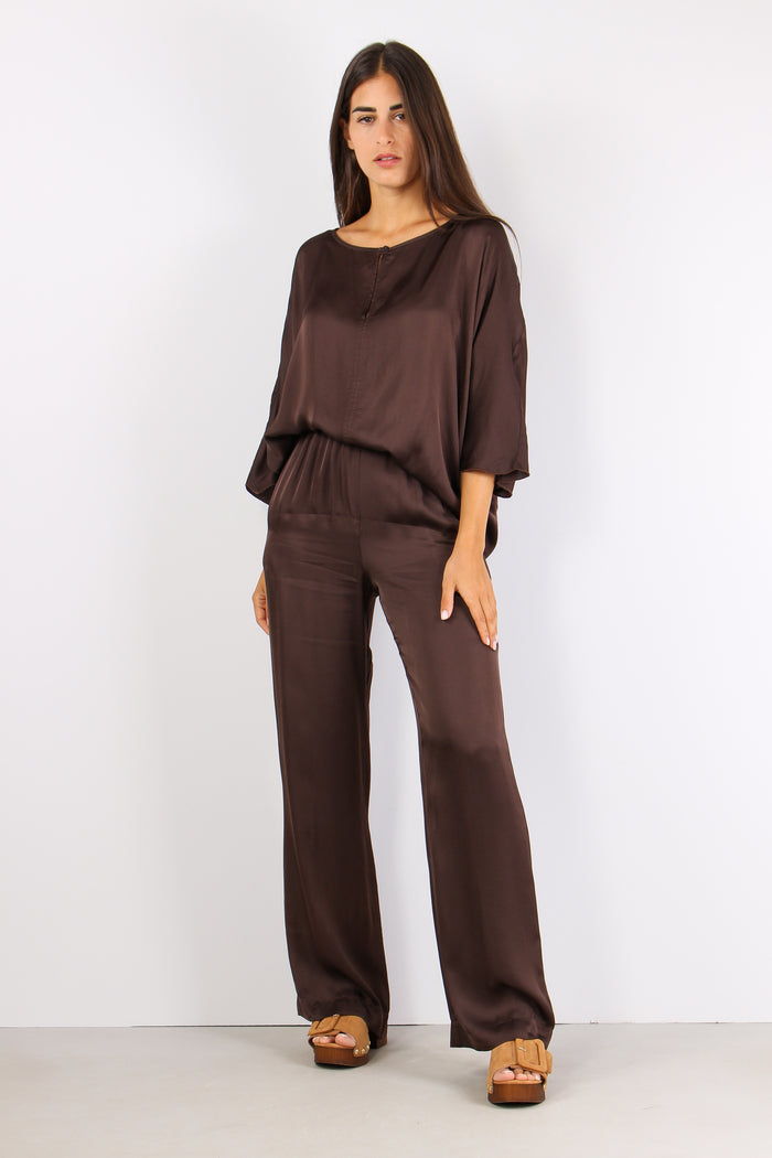 Pantalone Palazzo Effetto Raso Moro