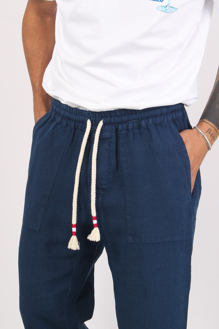 Pantalone Lino Blu Navy-8