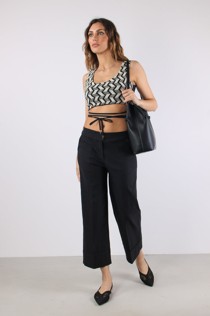 Pantalone Cropped Bengalina Nero-5