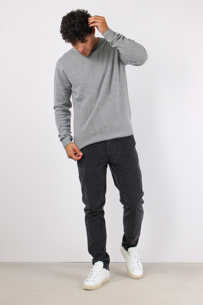 Pullover Basico Logo Grigio Melange-3