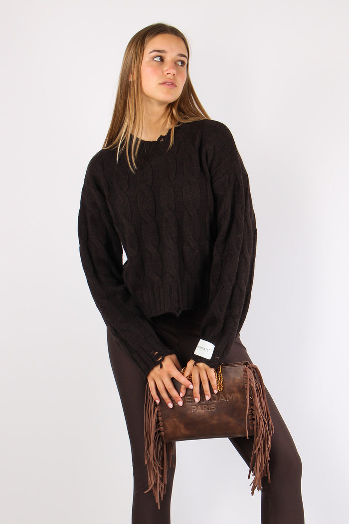 Maglia Treccia Rotture Moro-7