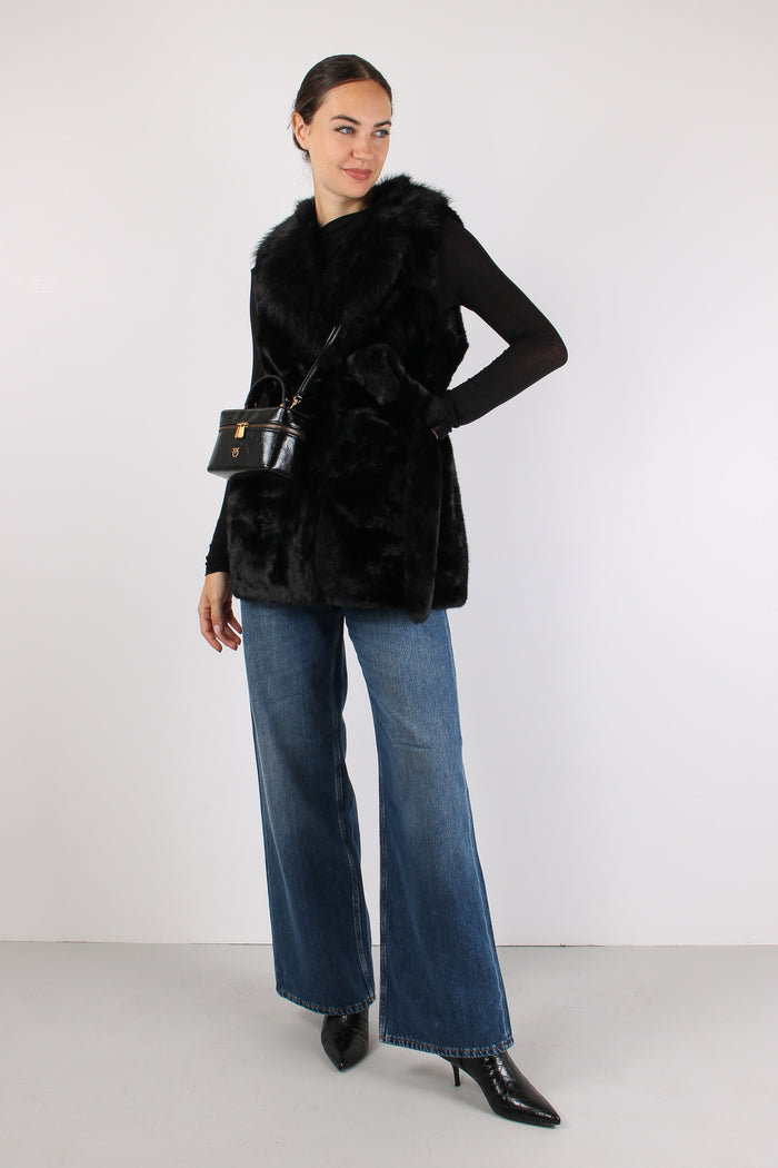 Princess Gilet Ecopelliccia Cinturato Nero
