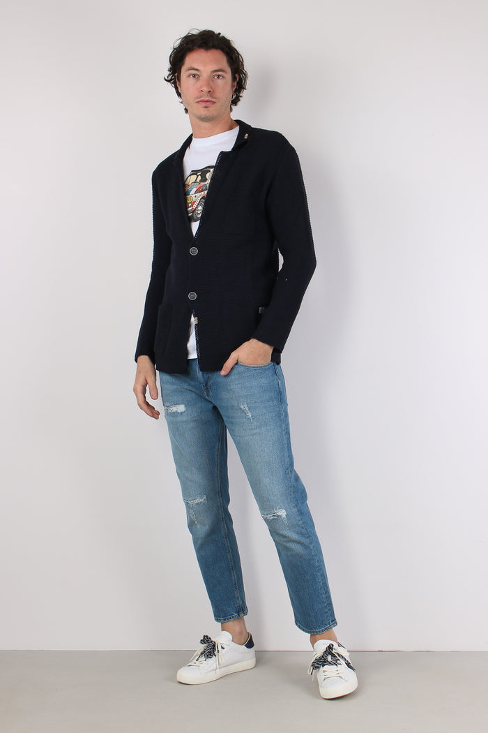 Giacca In Maglia Blu Navy-4