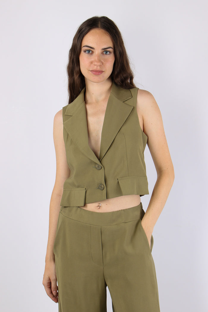 Gilet Cropped Misto Viscosa Salvia-3