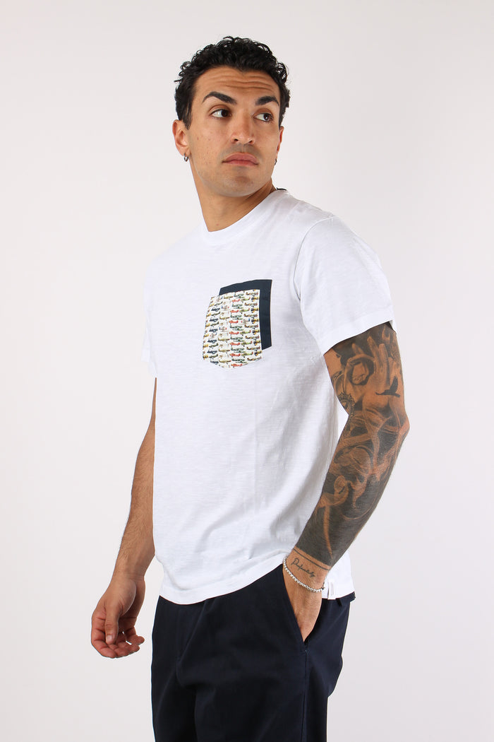 T-shirt Girocollo Taschino Optic White-3