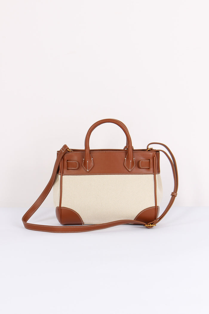 Shopping Mini Canvas Scritta Canvas Brown-3