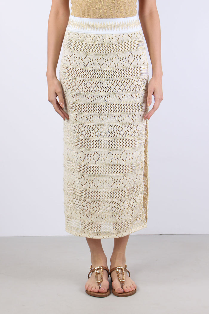Gonna Crochet Spacco Beige-2