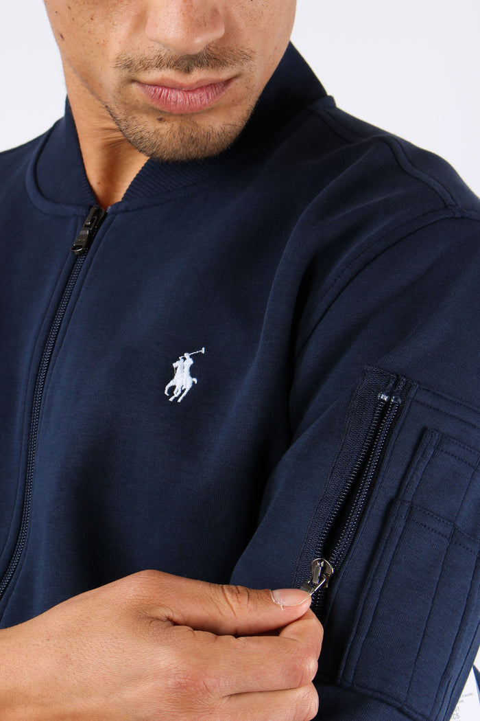 Felpa Zip Tasca Manica Aviator Navy-7