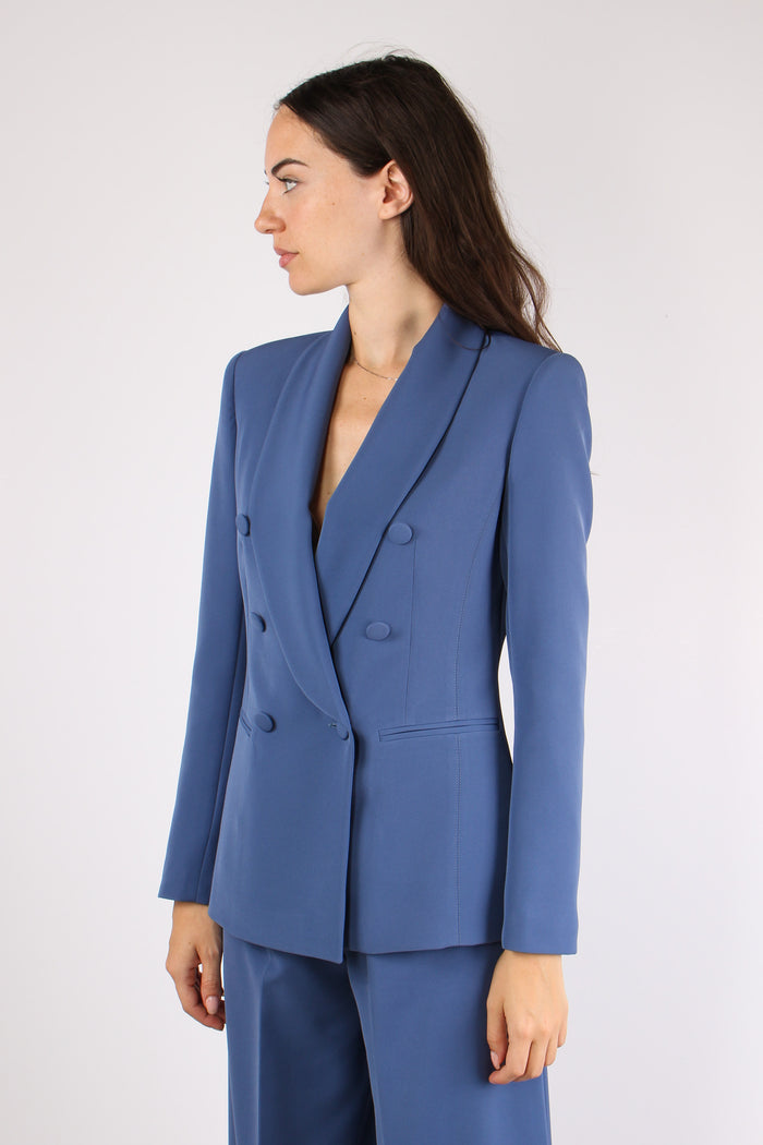 Giacca Collo Sciallato Azzurro-3