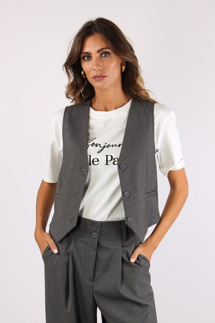 Gilet Taglio Uomo Fresco Lana Antracite-5