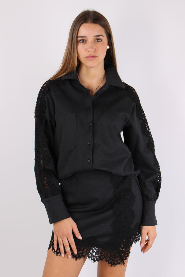 Camicia Over Inserto Pizzo Antracite-2