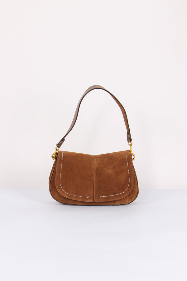 Helena Round Tracollina Suede Cognac