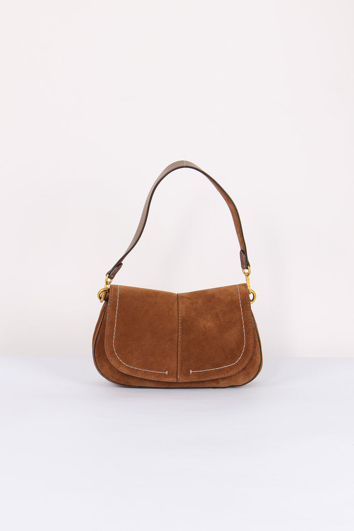 Helena Round Tracollina Suede Cognac