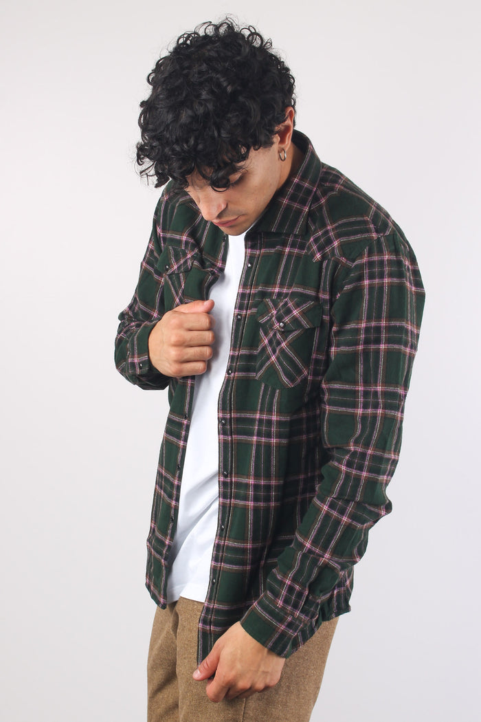 Camicia Texana Check Verde-4