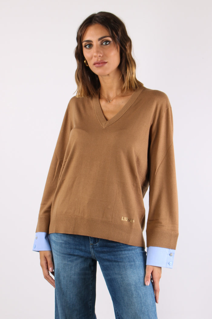 Maglia Girocollo Polsino Popeline Cocoa/pop Dusk-2