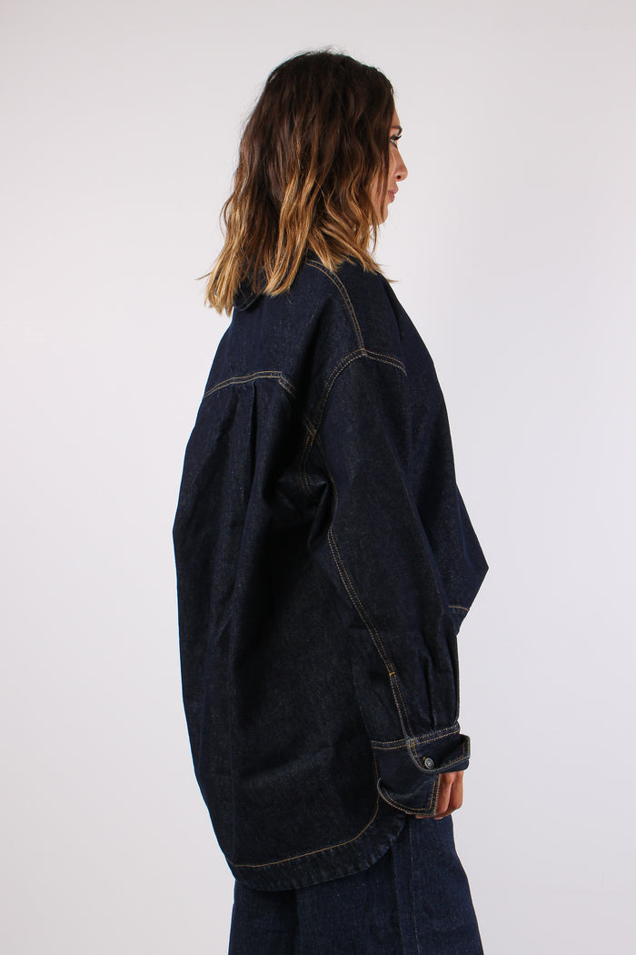 Cassandra Camicia Over Denim Denim Scuro-6