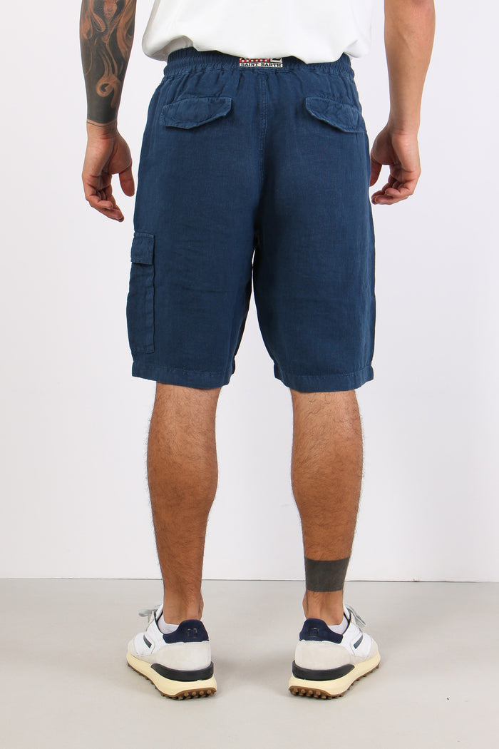 Bermuda Lino Coulisse Blu-4
