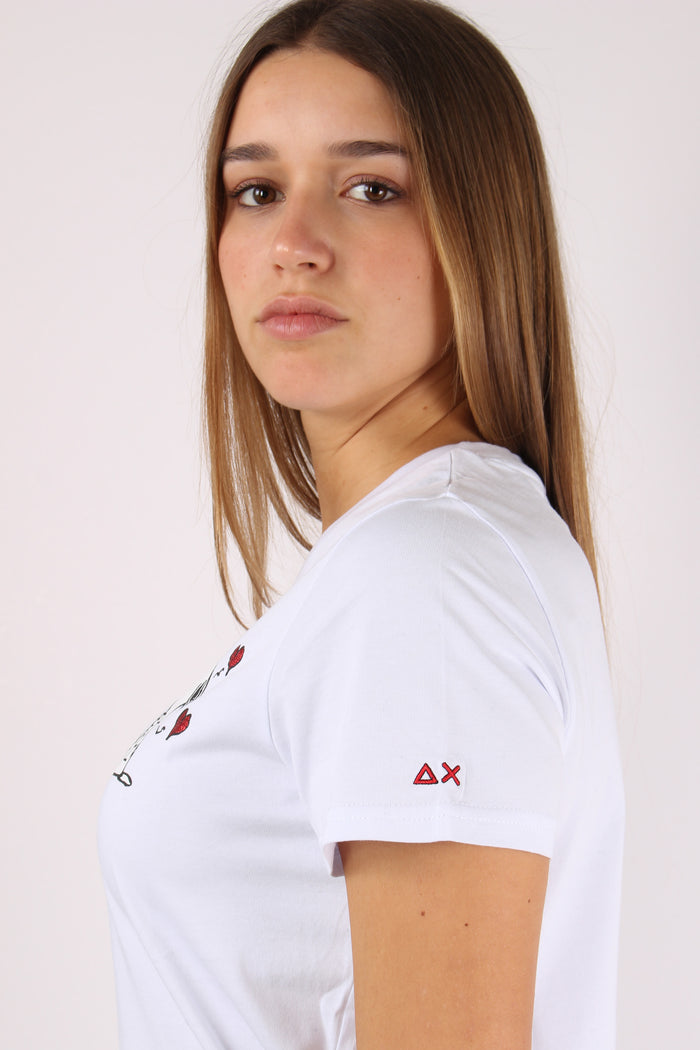 T-shirt Stampa Laterale Bianco-6