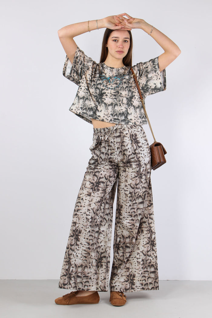 Gussola Pantalone Palazzo Snake Beige/nero