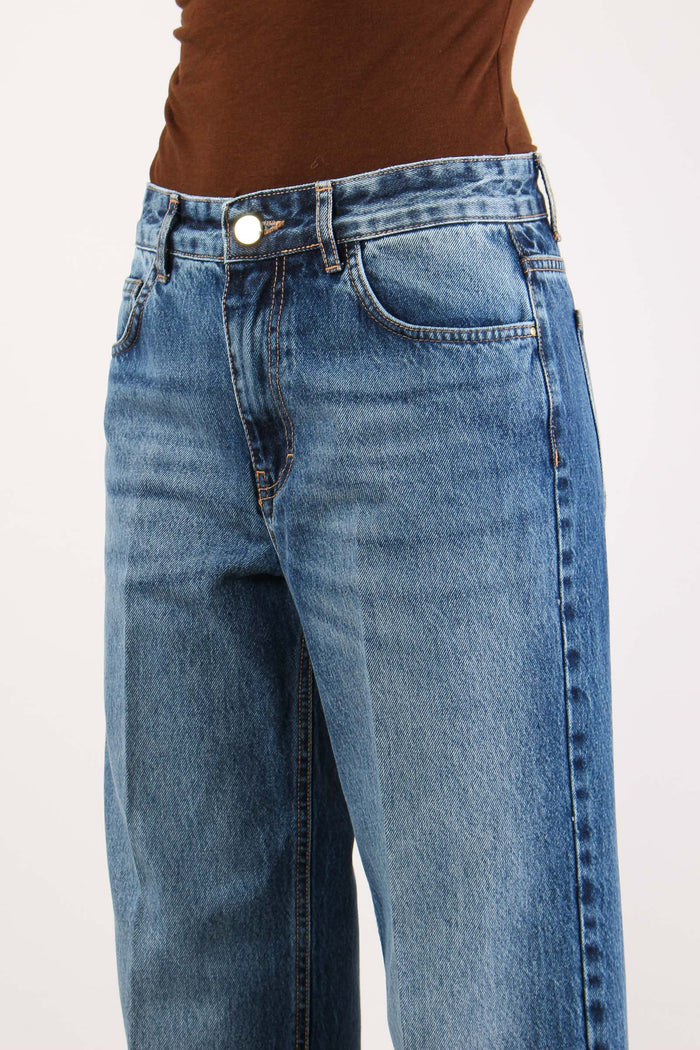 Denim Risvolto Strass Denim Medio-7