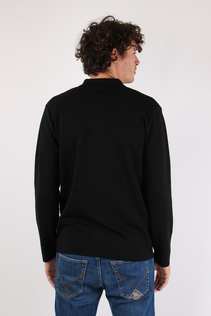Giacca Camicia Lana Merinos Nero-4
