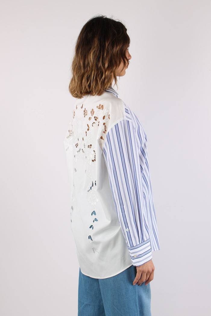 Tessile Camicia Cotone Riga Azzurro/bianco-6