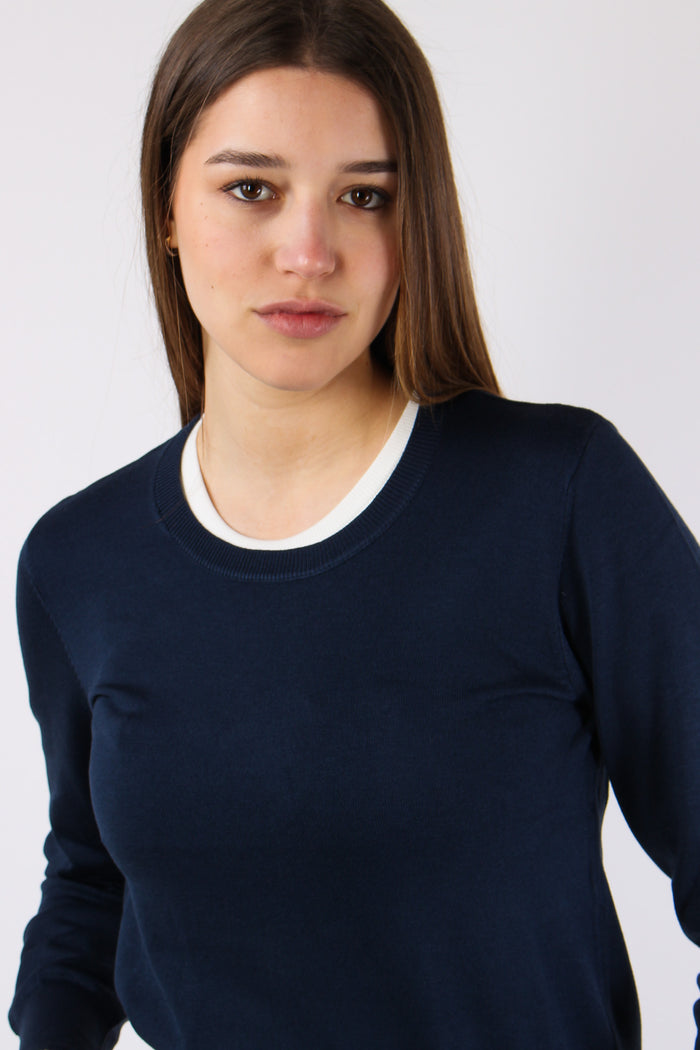 Maglia Girocollo M/l Viscosa Blu-9