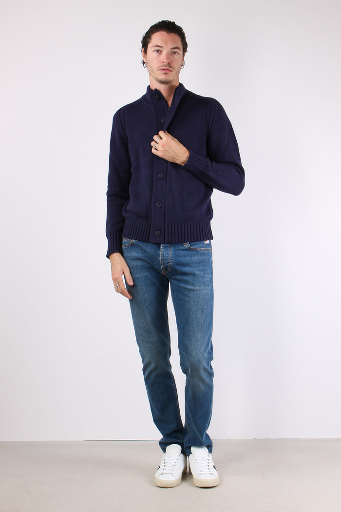 Cardigan Bottoni Cotone Poseidon Blue-6