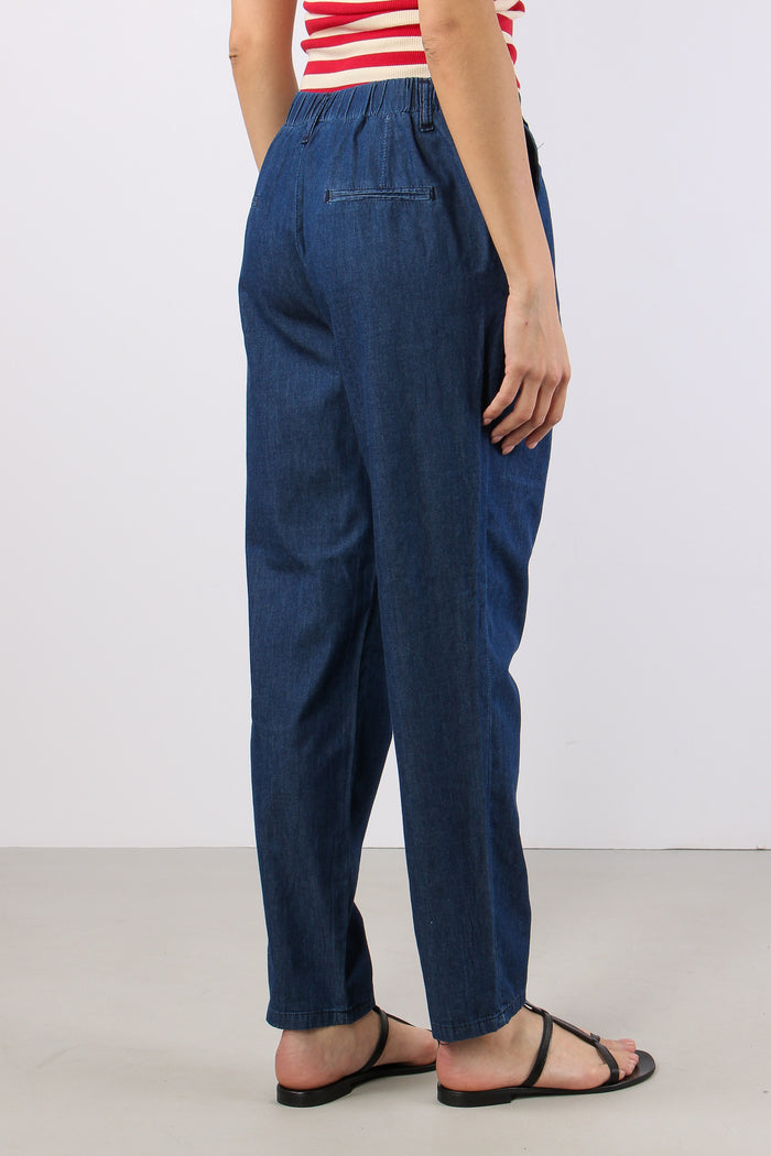 Pantalone Chambray Elastico Di Denim-6