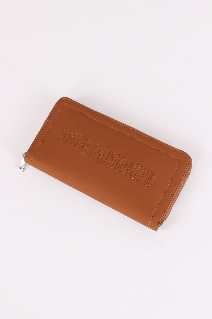 Zip Around Grande Lettering Cuoio-5