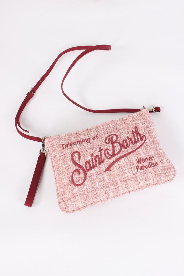 Pochette Tracolla Logo Tweed Pink-2