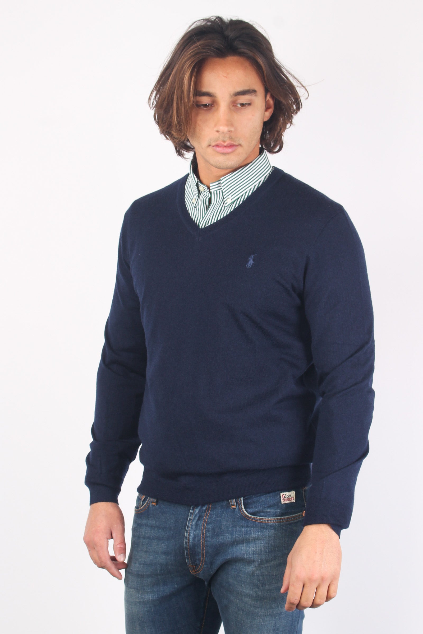 POLO RALPH LAUREN Maglia Uomo Scollo V Hunter Navy, 710670789004