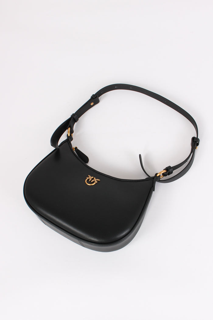 Borsa Mezzaluna Mini Vitello Nero/antique Gold-2