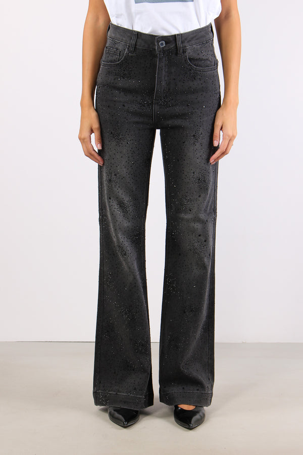 Denim Straight Gamba Strass Denim Black-2