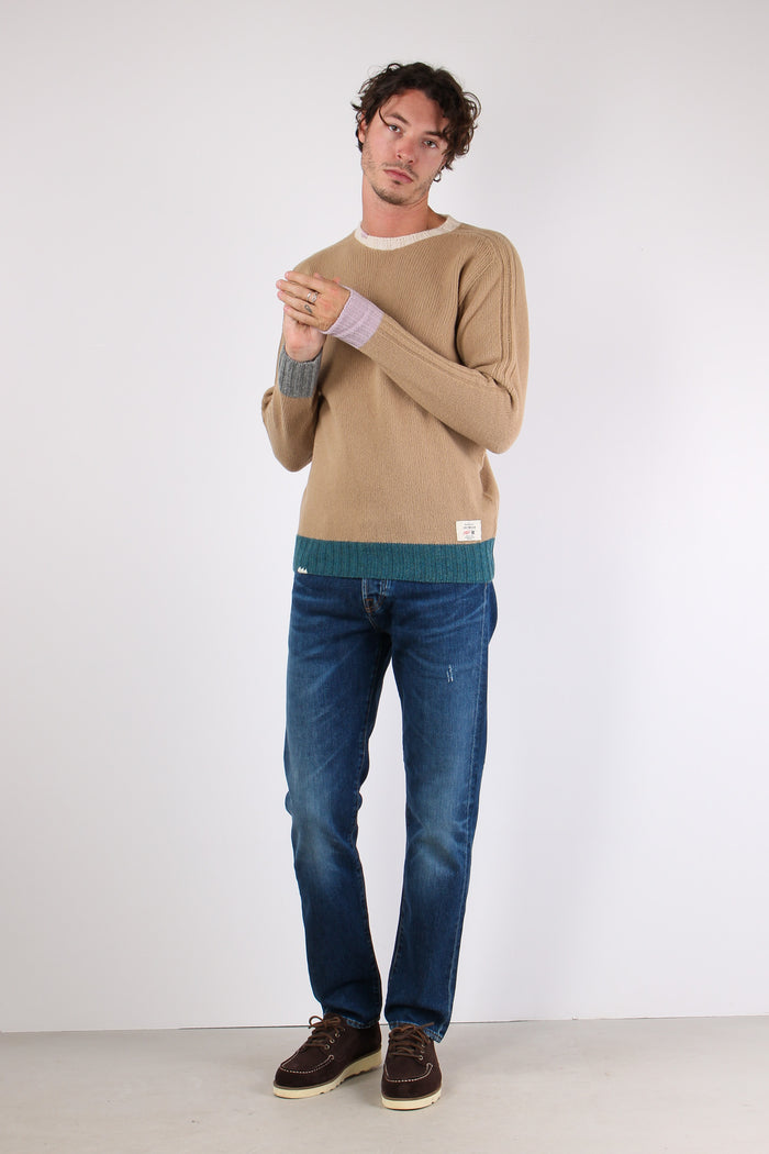 Maglia Girocollo Bordi Colori Ruggine-4