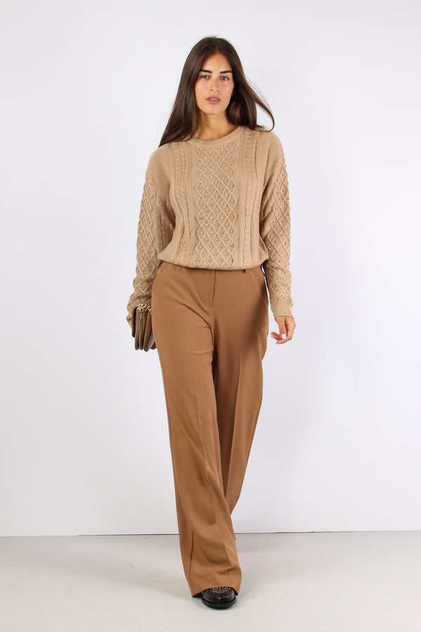 Emiliana Maglia Treccia Strass Miele