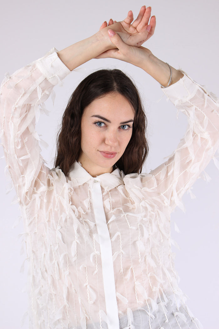 Camicia Georgette Piume Avena-8