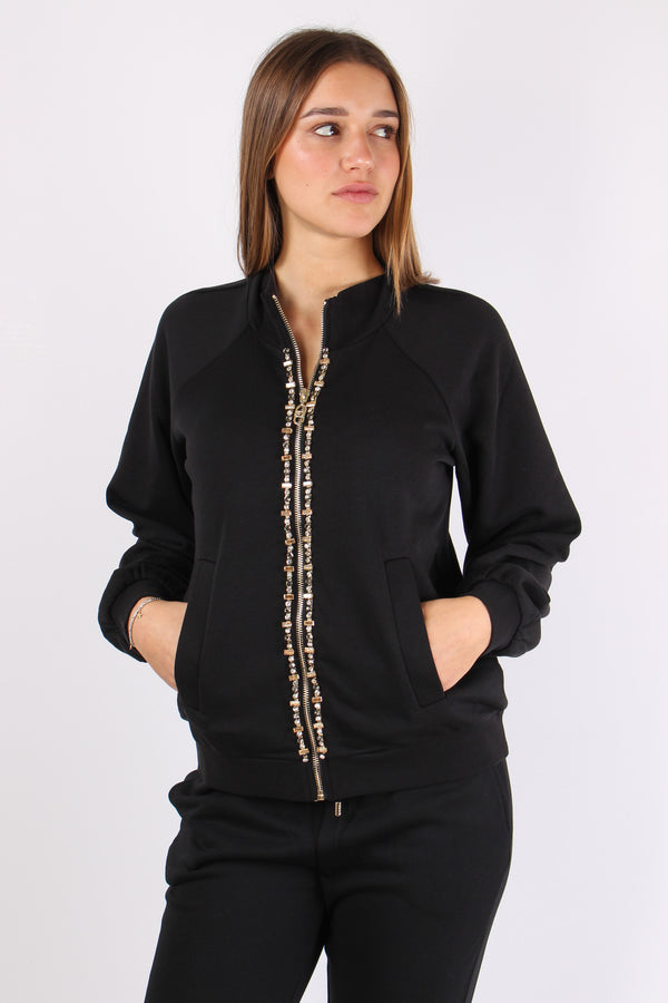Felpa Zip Castone Nero-2