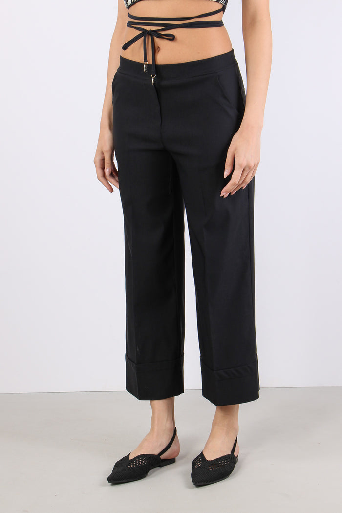 Pantalone Cropped Bengalina Nero-3