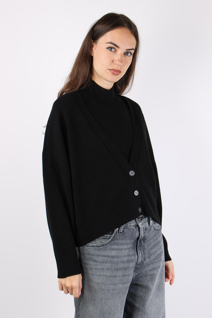 Cardigan Corto Viscosa Nero-6