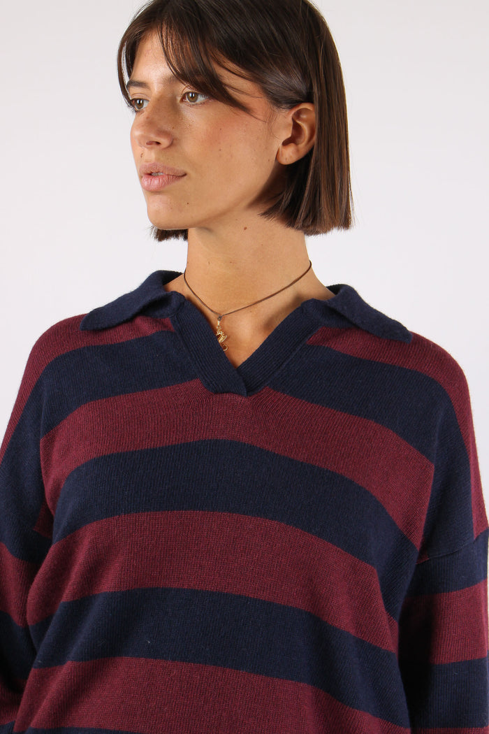 Polo Over Roga Misto Cashmere Blu/bordeaux-7