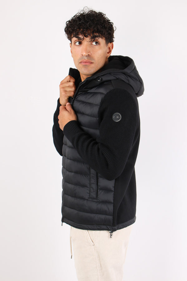 Giubbotto Bimateriale Cappucci Nero-2