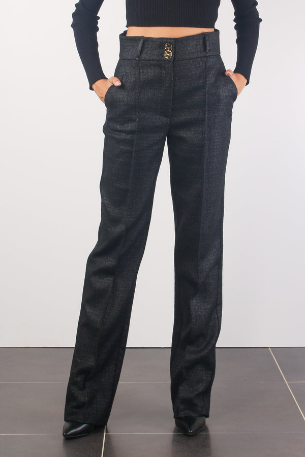 Pantalone Dritto Jacquard 110 Nero-2