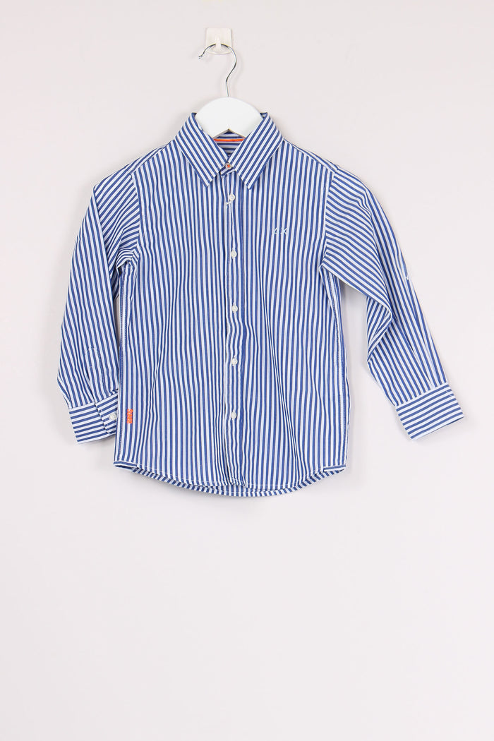 Camicia Mussola Riga Bianco/navy