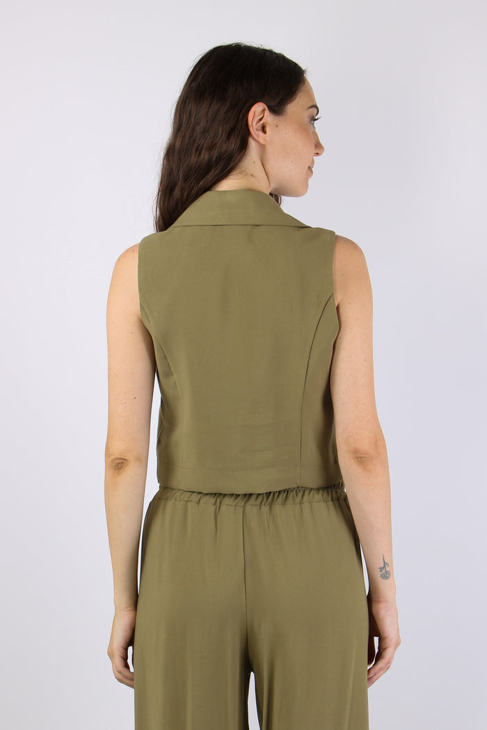 Gilet Cropped Misto Viscosa Salvia-5