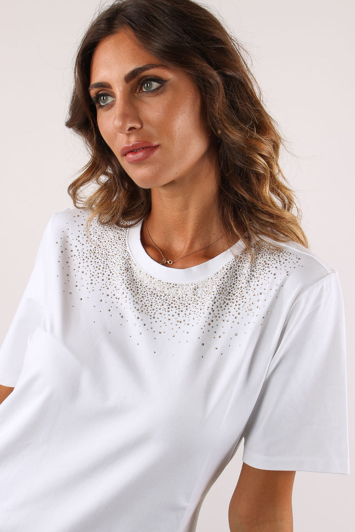 Davalos T-shirt Cascata Strass White-7