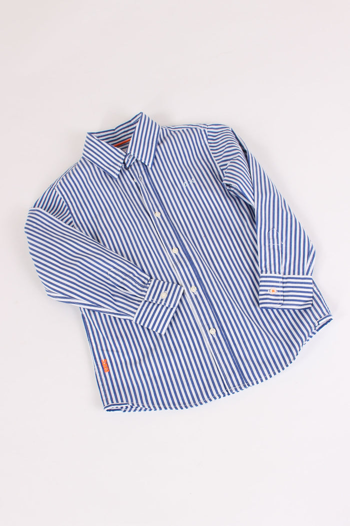 Camicia Mussola Riga Bianco/navy-4