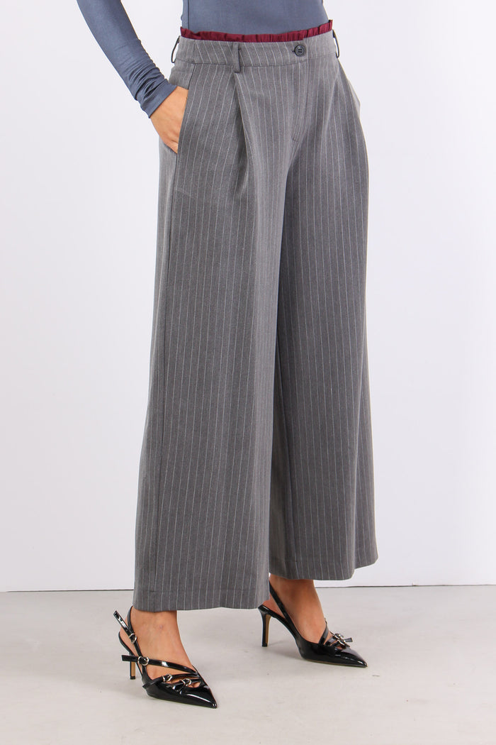 Pantalone Palazzo Gessato Grigio-7