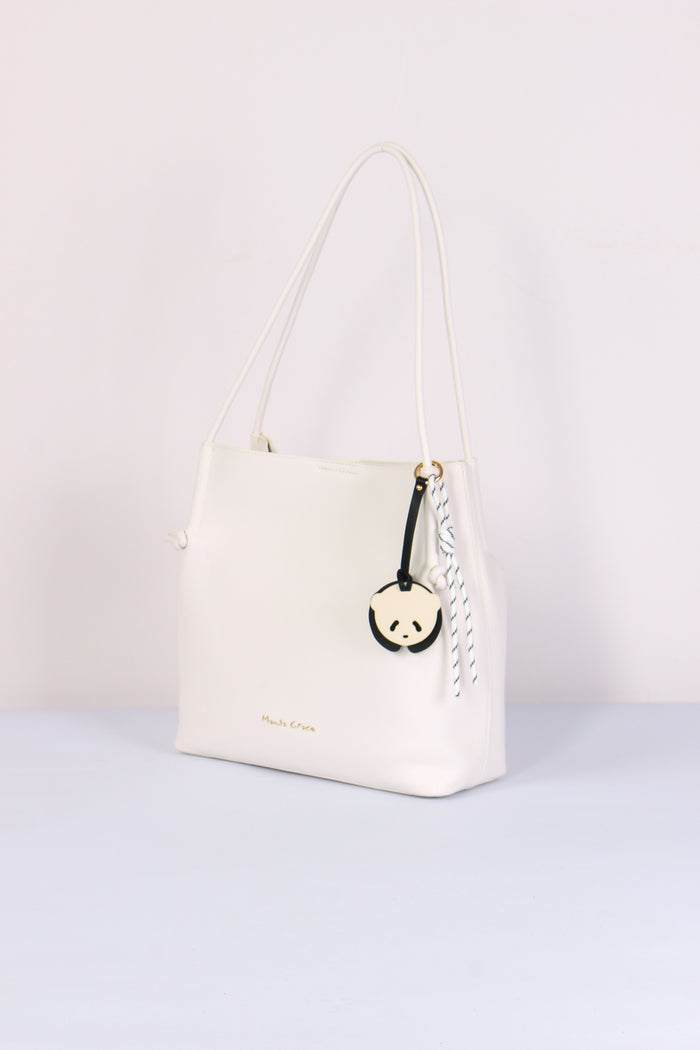 Tote Bag Manici Sottili Bianco Ottico-4